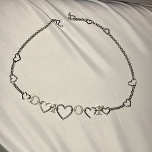 Dior heart letter silver necklace